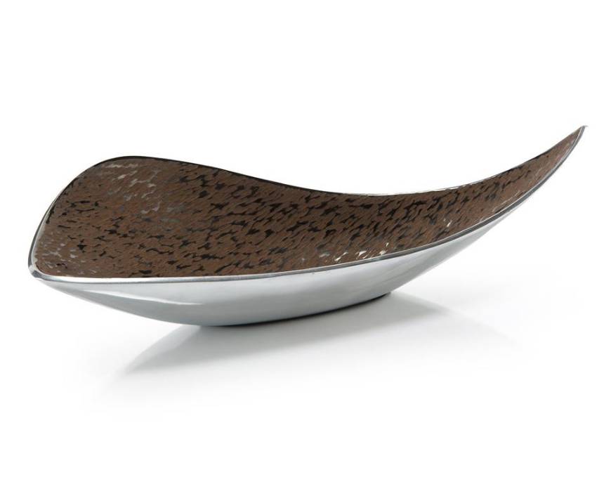 Picture of BOWL IN BROWN LEATHER ENAMELING