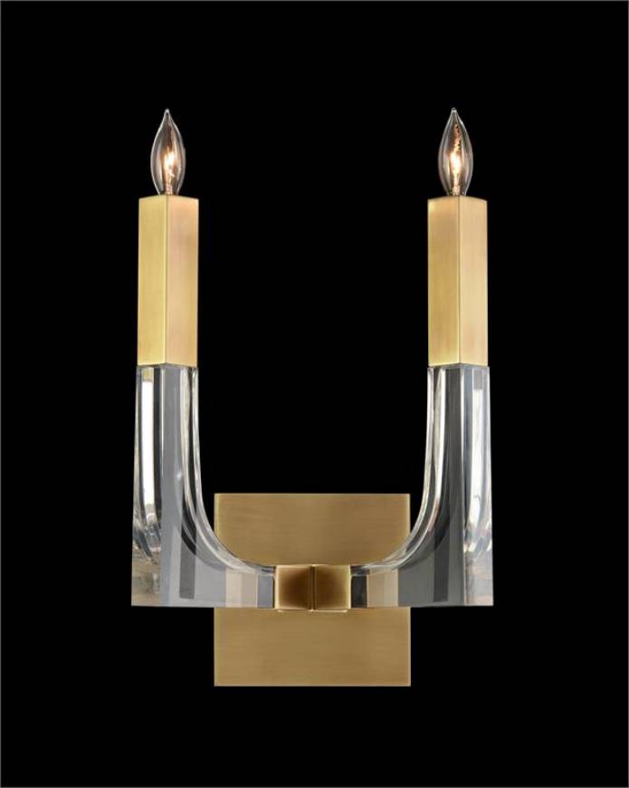 Picture of ACRYLIC AND BRASS TWO-LIGHT WALL SCONCE